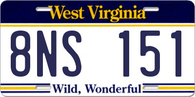 WV license plate 8NS151