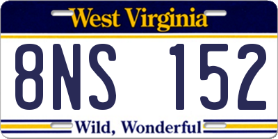 WV license plate 8NS152