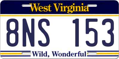WV license plate 8NS153