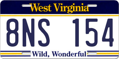 WV license plate 8NS154