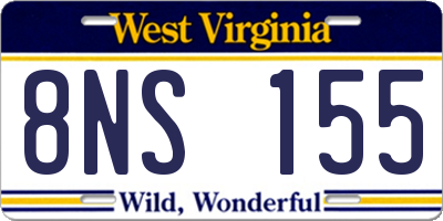 WV license plate 8NS155