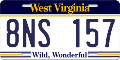WV license plate 8NS157