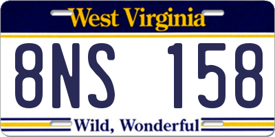 WV license plate 8NS158