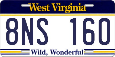 WV license plate 8NS160
