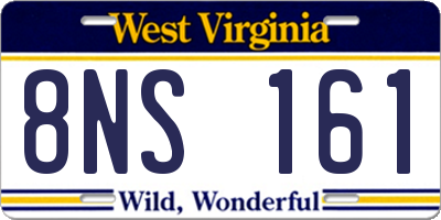 WV license plate 8NS161