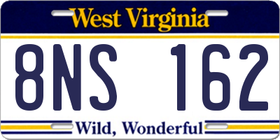 WV license plate 8NS162