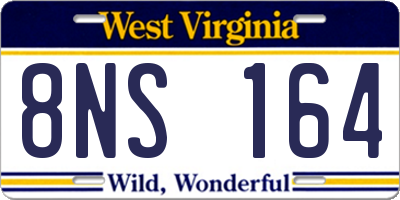 WV license plate 8NS164