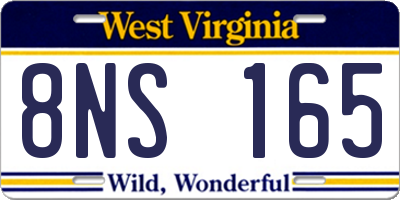 WV license plate 8NS165