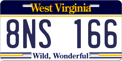 WV license plate 8NS166