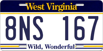 WV license plate 8NS167