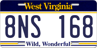 WV license plate 8NS168