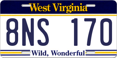 WV license plate 8NS170