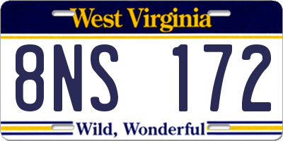 WV license plate 8NS172