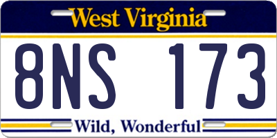 WV license plate 8NS173