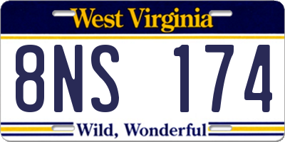 WV license plate 8NS174
