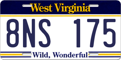 WV license plate 8NS175