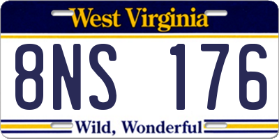 WV license plate 8NS176