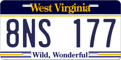 WV license plate 8NS177