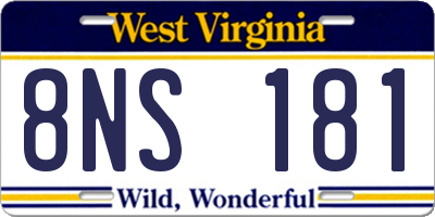 WV license plate 8NS181