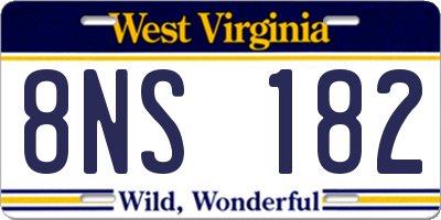 WV license plate 8NS182