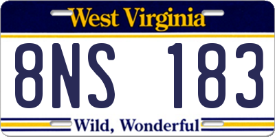 WV license plate 8NS183