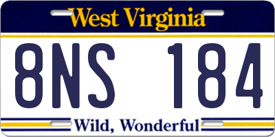 WV license plate 8NS184