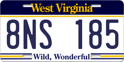 WV license plate 8NS185