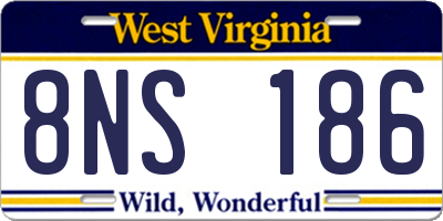 WV license plate 8NS186
