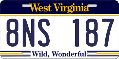 WV license plate 8NS187