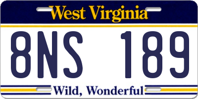WV license plate 8NS189