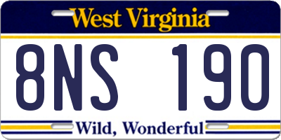 WV license plate 8NS190