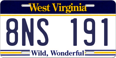 WV license plate 8NS191