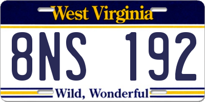 WV license plate 8NS192