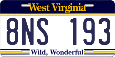 WV license plate 8NS193