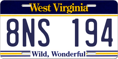 WV license plate 8NS194