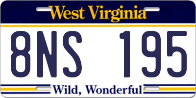 WV license plate 8NS195