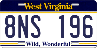 WV license plate 8NS196