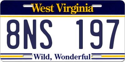 WV license plate 8NS197