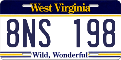 WV license plate 8NS198