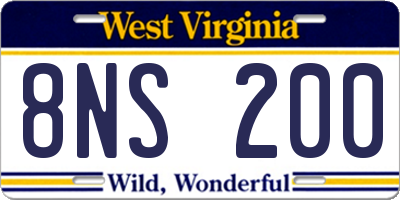 WV license plate 8NS200