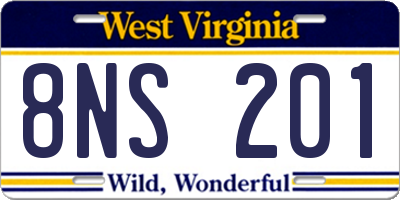 WV license plate 8NS201