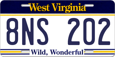 WV license plate 8NS202