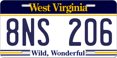 WV license plate 8NS206