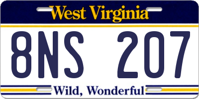 WV license plate 8NS207