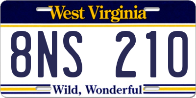 WV license plate 8NS210