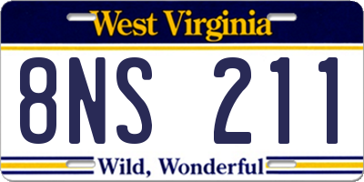 WV license plate 8NS211