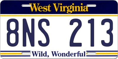 WV license plate 8NS213