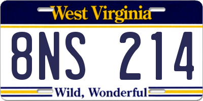 WV license plate 8NS214