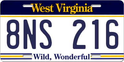 WV license plate 8NS216