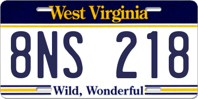 WV license plate 8NS218